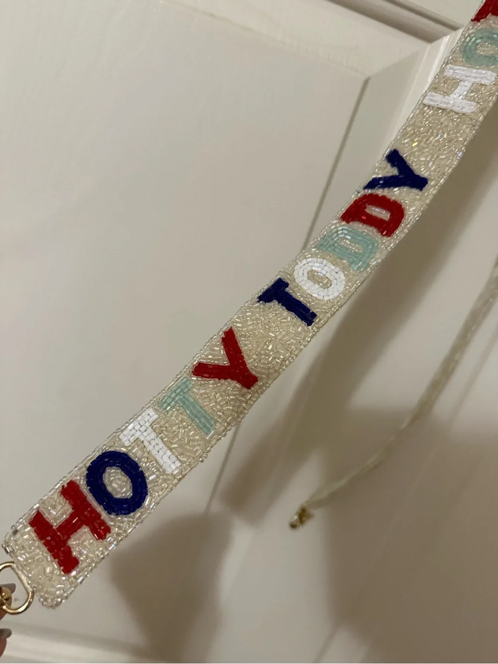 Moyna Beaded Strap with 'Hotty Toddy’ Beaded Design - Cream